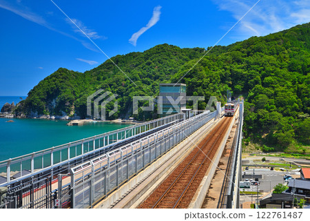 關西、近畿、與部站（餘部站）、山陰本線特快列車濱風號經與部鐵橋、兵庫縣香美町（2） 122761487