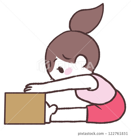 對角線圖示:一位女士輕鬆地完成長時間坐姿前彎 對角線圖示:一位女士輕鬆地完成長時間坐姿前彎 122761831