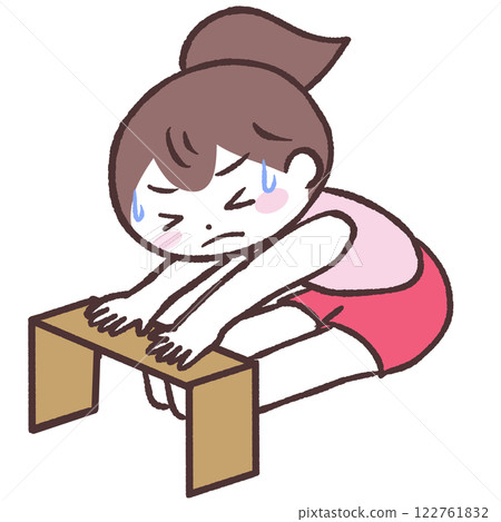對角線插圖:僵硬的女人坐在前面,手裡拿著一個盒子 對角線插圖:僵硬的女人坐在前面,手裡拿著一個盒子 122761832