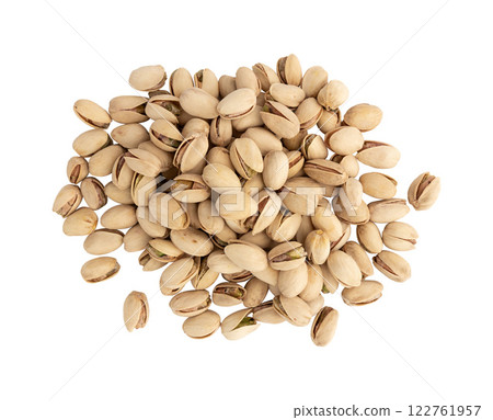heap of pistachio nuts isolated on white heap of pistachio nuts isolated on white 122761957