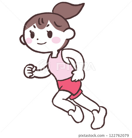 跑步的女人全身插畫 跑步的女人全身插畫 122762079