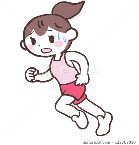 一位女士因跑步而精疲力盡的對角線插圖 122762080