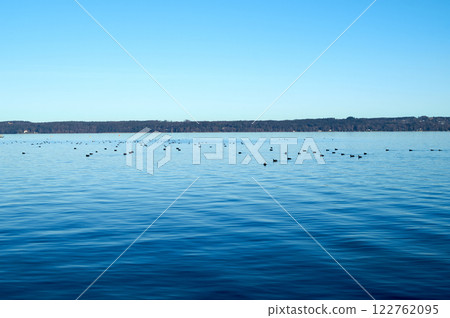 Calm Lake with Birds in Distance 122762095