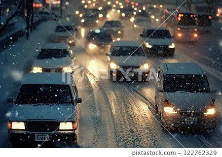 大雪導致交通擁堵 122762329