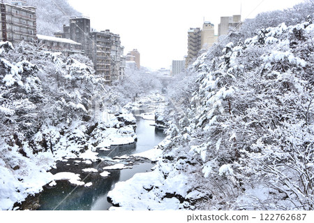 Kinugawa Onsen in Nikko, Tochigi Prefecture, covered in snow in winter Kinugawa Onsen in Nikko, Tochigi Prefecture, covered in snow in winter 122762687
