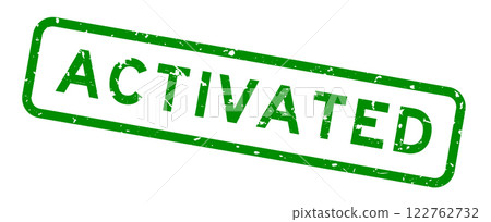 Grunge green activated word square rubber seal stamp on white background 122762732