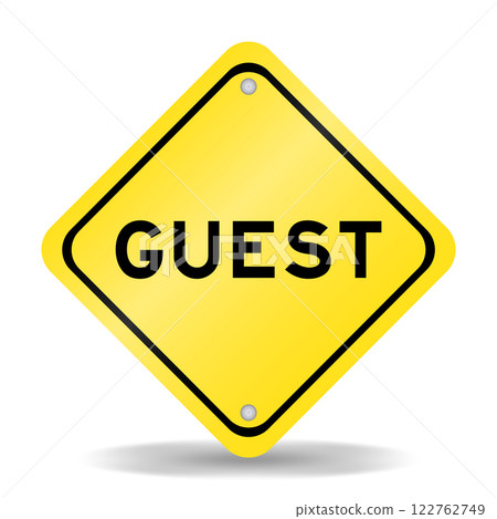Yellow color transportation sign with word guest on white background 122762749