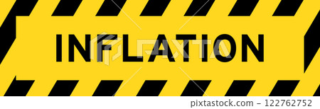 Yellow and black color with line striped label banner with word inflation Yellow and black color with line striped label banner with word inflation 122762752