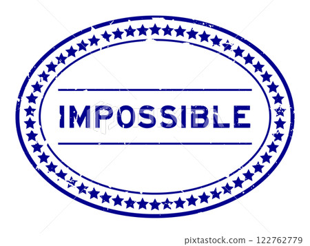Grunge blue impossible word oval rubber seal stamp on white background 122762779