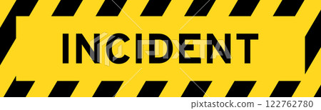 Yellow and black color with line striped label banner with word incident 122762780