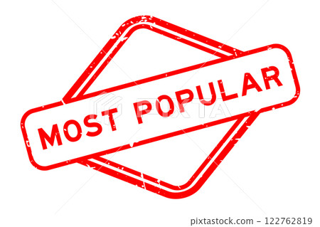 Grunge red most popular word rubber seal stamp on white background 122762819