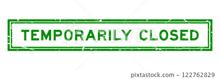 Grunge green temporarily closed word square rubber seal stamp on white background Grunge green temporarily closed word square rubber seal stamp on white background 122762829