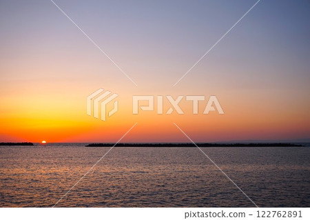 Sunset, sunrise, horizon, Niigata Prefecture, Izumozaki Fishing Port, Sea, Sea of Japan 122762891