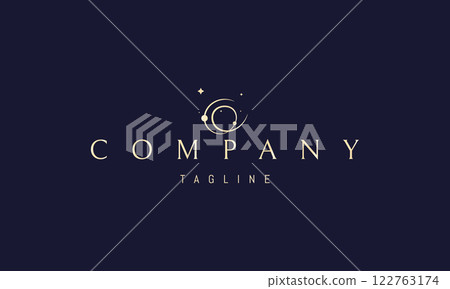 Vector golden logo with an abstract image of outer space. Vector golden logo with an abstract image of outer space. 122763174