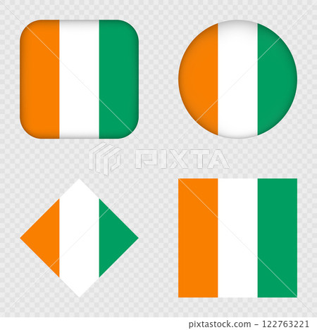 Ivory Coast Flag Icons Pack. Vector illustration. Ivory Coast Flag Icons Pack. Vector illustration. 122763221
