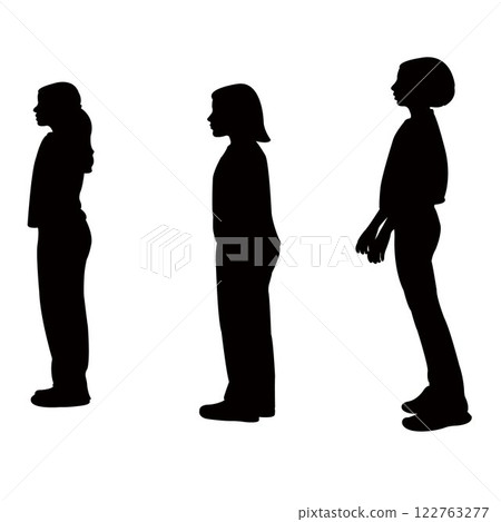 children waiting in line, silhouette vector 122763277