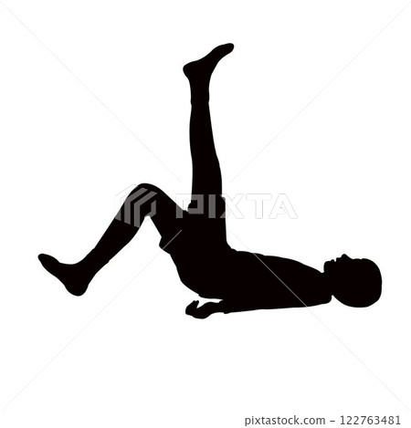 a boy making exercise, silhouette vector 122763481