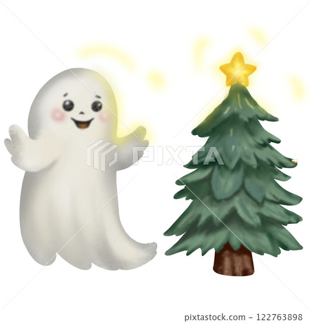 Cute ghost. and Christmas tree Cute ghost. and Christmas tree 122763898