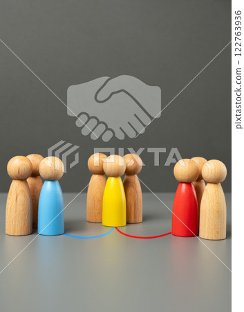 Agreement between people, mediation and negotiation process. Business deals, teamwork, diplomacy, legal settlements, peace agreements, professional collaboration, and negotiation strategies Agreement between people, mediation and negotiation process. Business deals, teamwork, diplomacy, legal settlements, peace agreements, professional collaboration, and negotiation strategies 122763936