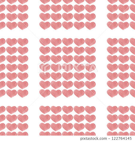 Hand drawn hearts. Pink watercolor. Squares of love symbols. Checkered print. Seamless festive pattern for your design Hand drawn hearts. Pink watercolor. Squares of love symbols. Checkered print. Seamless festive pattern for your design 122764145