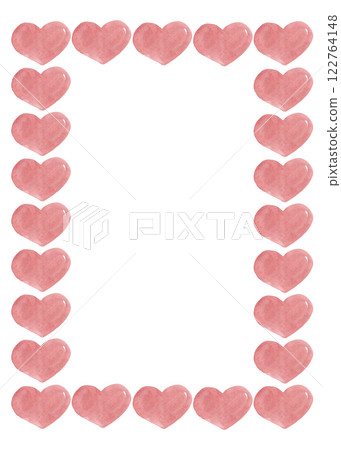 Frame made from pink hearts. Isolated watercolor illustration. Rectangular shape. Ideal for printing on tablecloths, plates, greeting cards, invitations, holidays, certificates Frame made from pink hearts. Isolated watercolor illustration. Rectangular shape. Ideal for printing on tablecloths, plates, greeting cards, invitations, holidays, certificates 122764148