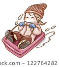 A girl playing sledding 122764282