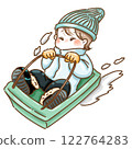 Boy playing sledding 122764283