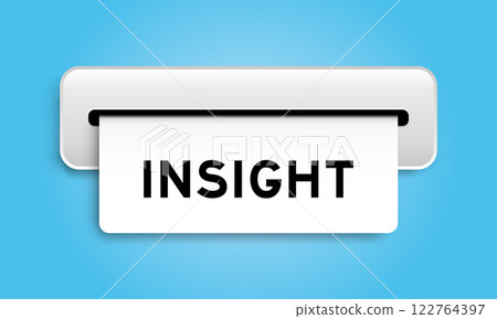 White coupon banner with word insight from machine on blue color background White coupon banner with word insight from machine on blue color background 122764397