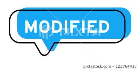 Speech banner and blue shade with word modified on white background Speech banner and blue shade with word modified on white background 122764435