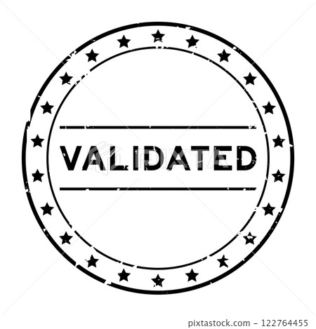 Grunge black validated word round rubber seal stamp on white background Grunge black validated word round rubber seal stamp on white background 122764455