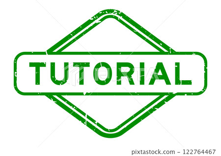 Grunge green tutorial word rubber seal stamp on white background 122764467