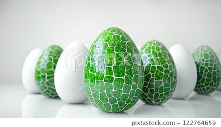 Leadership concept, individuality, green egg. Not like everyone else. Special, idea, motivation Leadership concept, individuality, green egg. Not like everyone else. Special, idea, motivation 122764659
