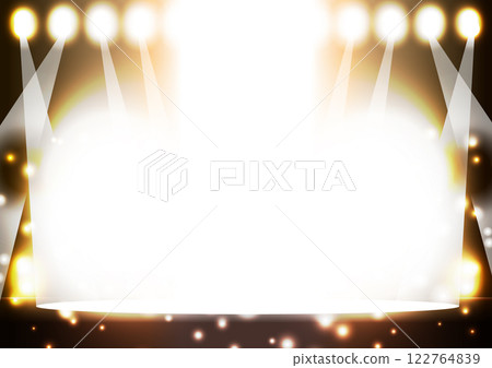 Sparkling background material of a stage with dazzling spotlights Sparkling background material of a stage with dazzling spotlights 122764839