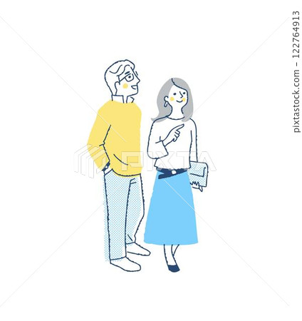 微笑著並肩行走的情侶 微笑著並肩行走的情侶 122764913