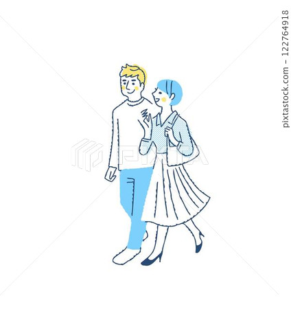 年輕夫婦並肩行走 122764918