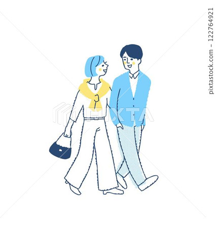 Young couple walking side by side 122764921