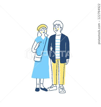 Young couple walking side by side 122764922