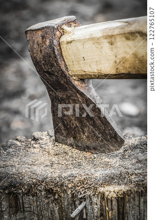 Ax stuck in the stump Ax stuck in the stump 122765107