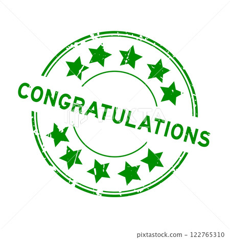 Grunge green congratulations word round rubber seal stamp on white background Grunge green congratulations word round rubber seal stamp on white background 122765310