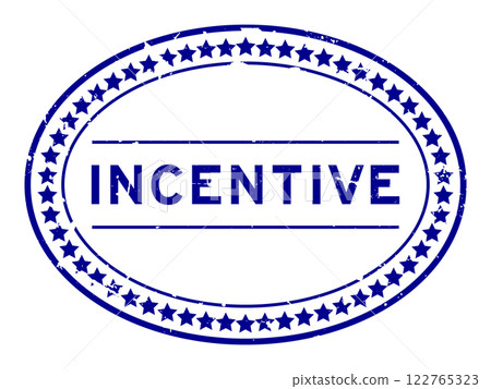 Grunge blue incentive word oval rubber seal stamp on white background 122765323