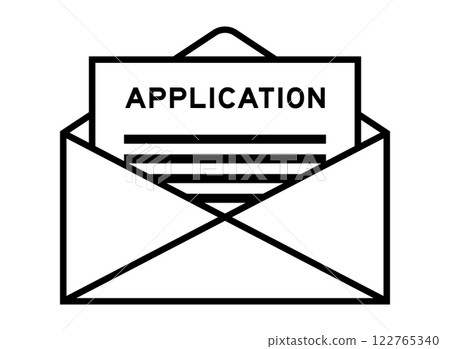 Envelope and letter sign with word application as the headline 122765340