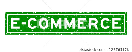 Grunge green e-commerce word square rubber seal stamp on white background 122765378