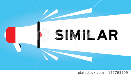Color megaphone icon with word similar in white banner on blue background 122765399