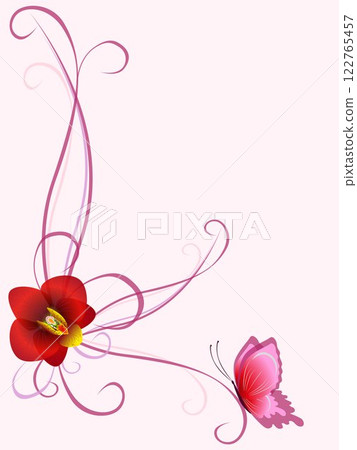 Floral background with orchid and butterfly. 122765457