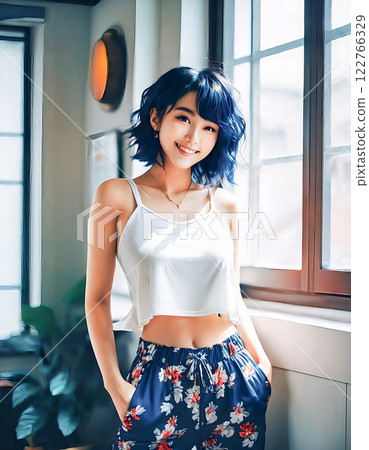 年輕女子在運動俱樂部自拍 健身愛好者 做瑜珈的女人 [AI 生成圖像] 122766329