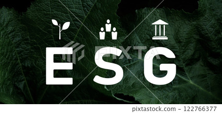 Environment social governance, background made from leaves for an inscription about ecology 122766377