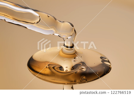 A pipette with a beautiful drop of gel-textured facial serum. 122766519