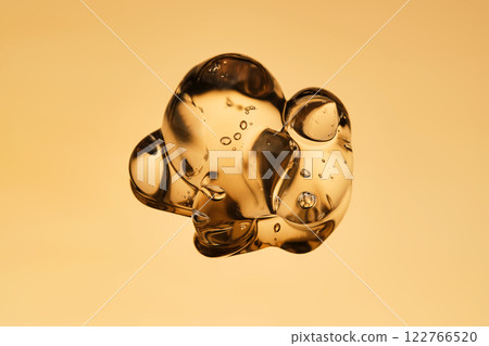 Tasty texture of cosmetic gel on a golden background. 122766520