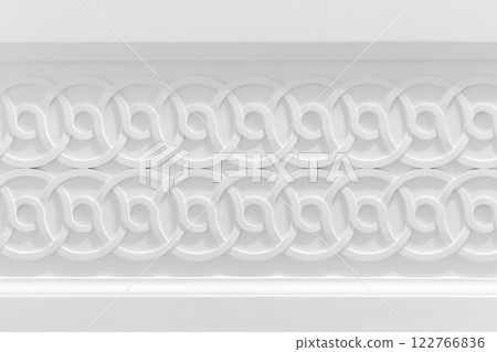 Molded white wall decoration details, classic interior 122766836