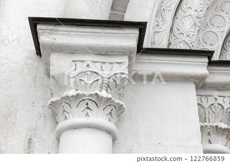 White portico with pillars, ancient architecture background photo 122766859